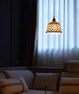 Modern Hand Carved White Ceramic Pendant Lamp with Adjustable Hanging Cord and Brass Finish