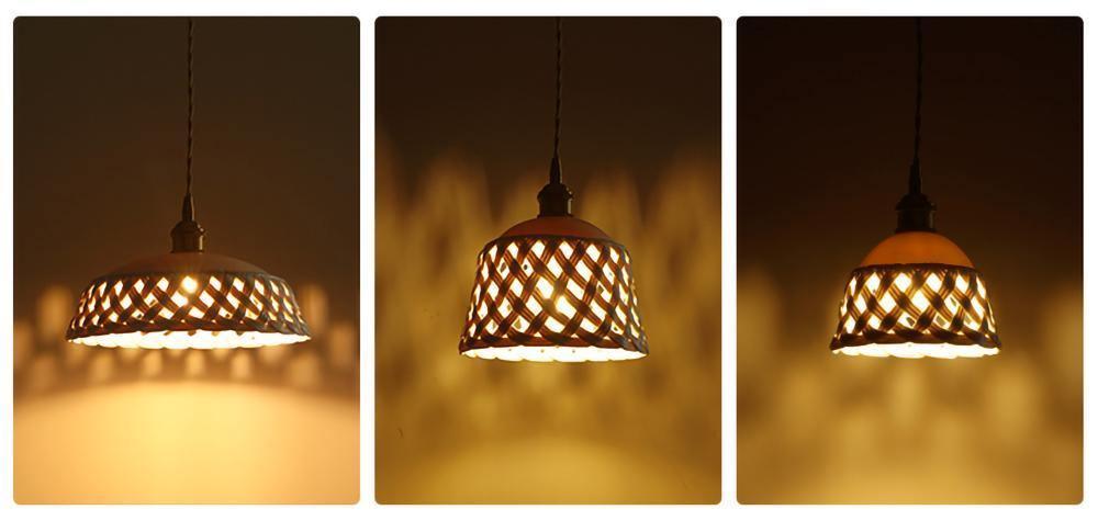 Modern Hand Carved White Ceramic Pendant Lamp with Adjustable Hanging Cord and Brass Finish