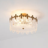 Modern Hand Formed Pattern Glass Petal Chandelier with Copper Finish for Living and Dining Rooms
