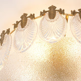 Modern Hand Formed Pattern Glass Petal Chandelier with Copper Finish for Living and Dining Rooms