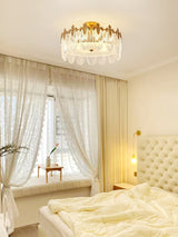 Modern Hand Formed Pattern Glass Petal Chandelier with Copper Finish for Living and Dining Rooms