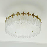 Modern Hand Formed Pattern Glass Petal Chandelier with Copper Finish for Living and Dining Rooms