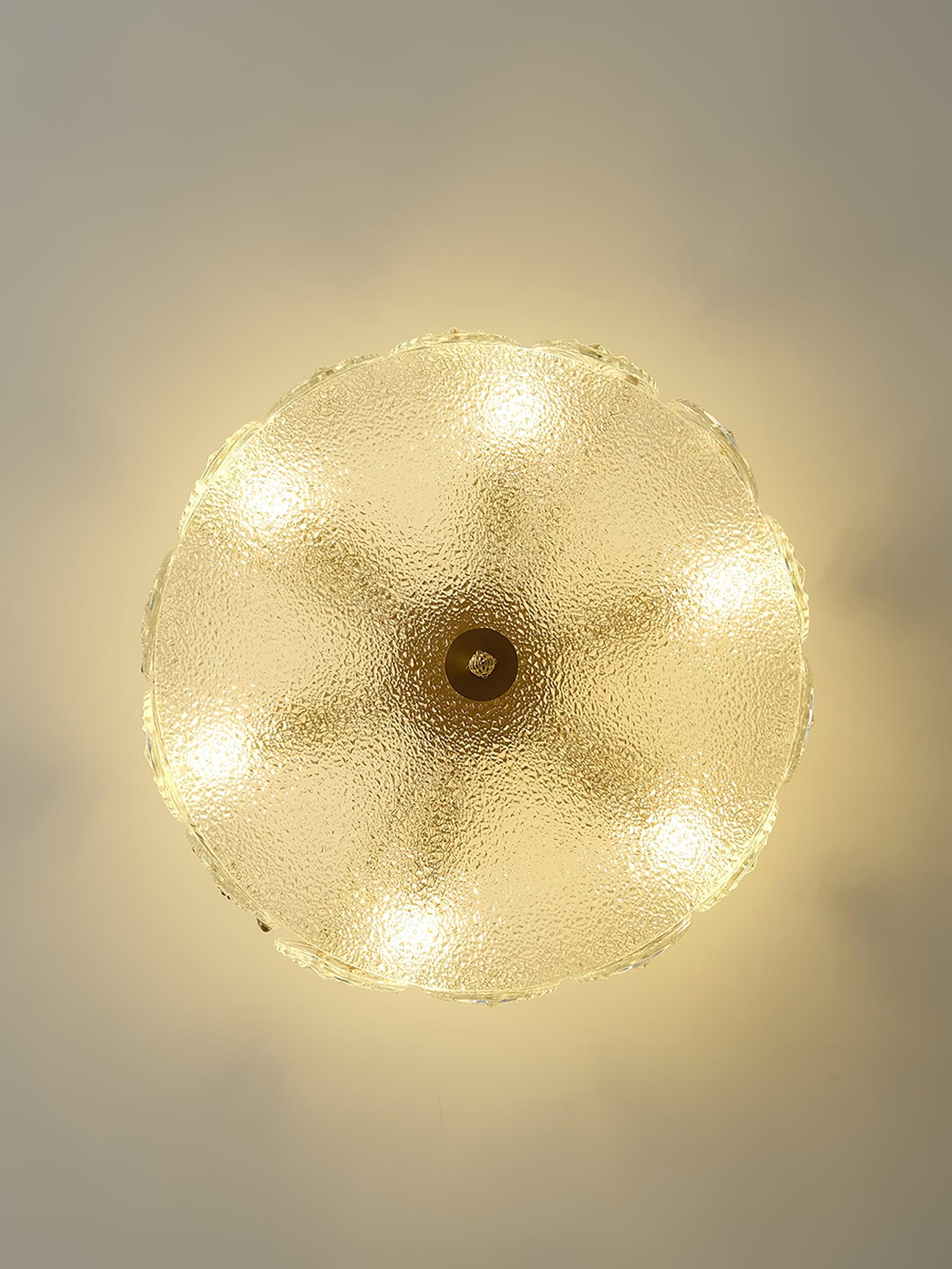 Modern Hand Formed Pattern Glass Petal Chandelier with Copper Finish for Living and Dining Rooms