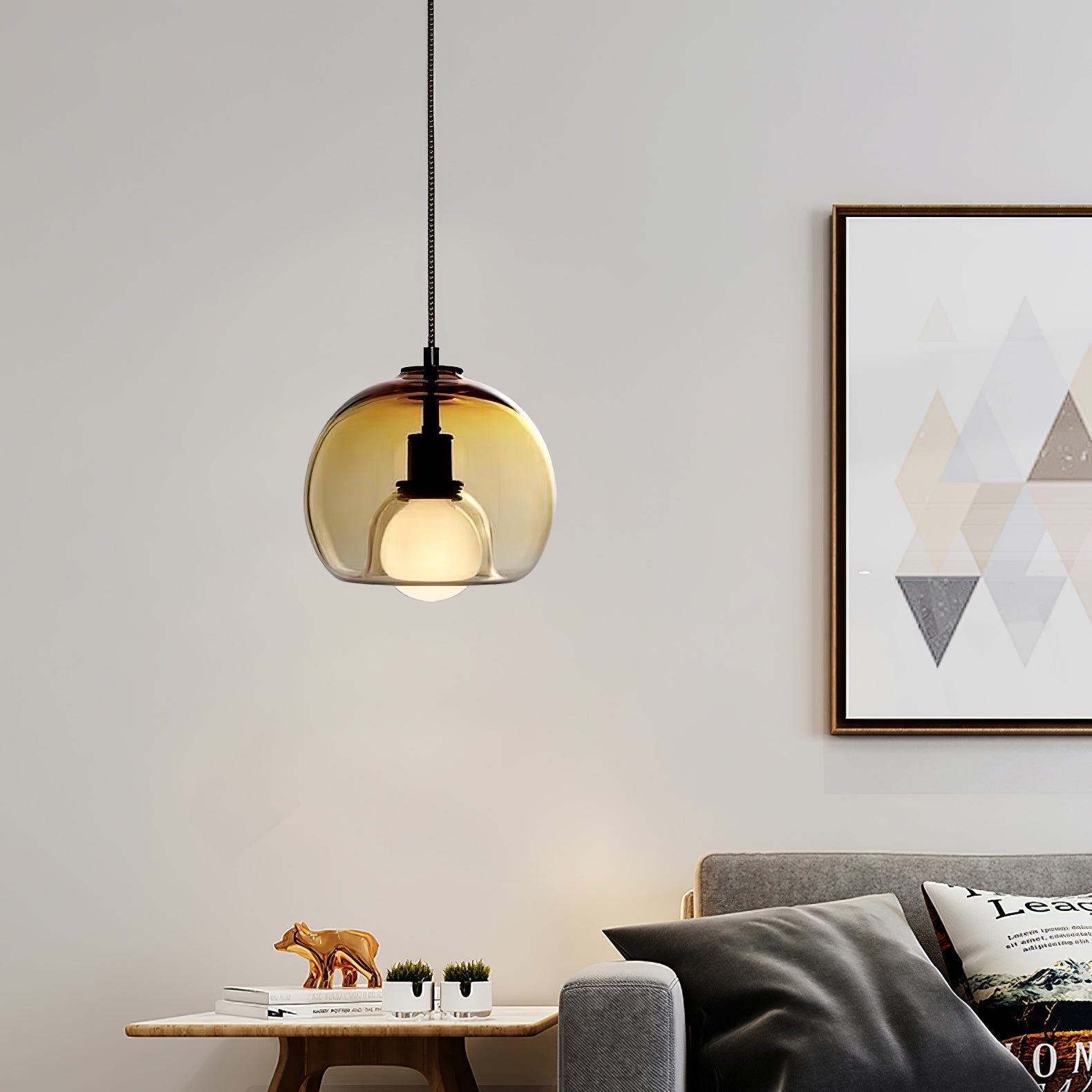 Modern Handblown Glass Globe Pendant Light for Kitchen and Dining Room
