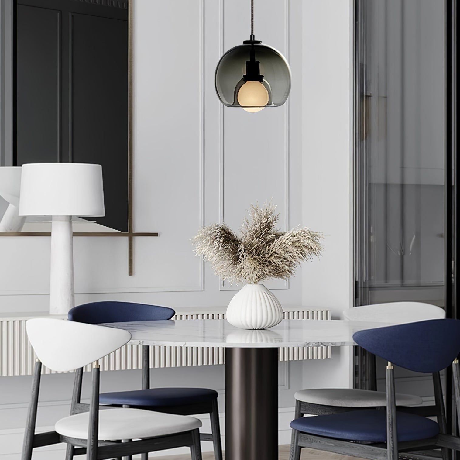 Modern Handblown Glass Globe Pendant Light for Kitchen and Dining Room