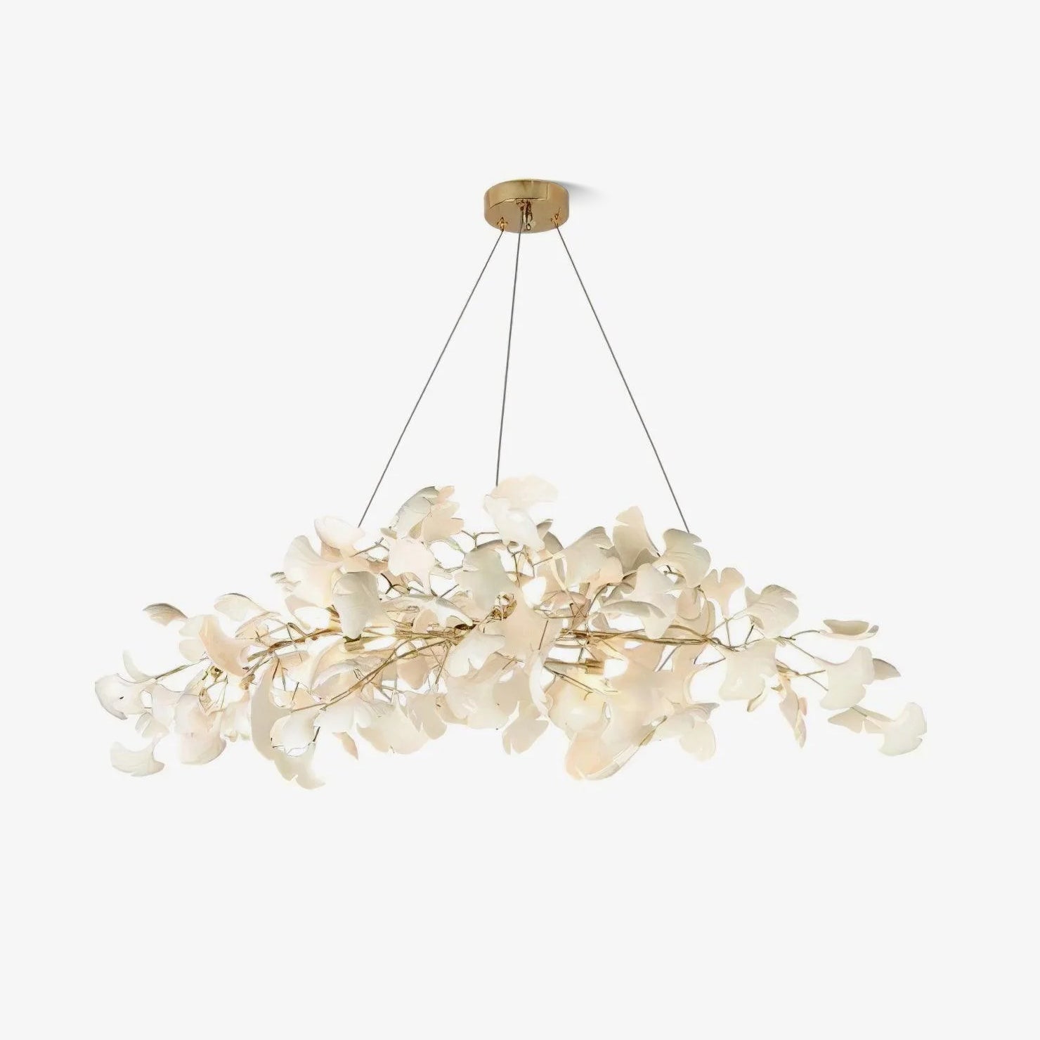 Modern Handcrafted Ceramic Gingko Leaf Chandelier Ceiling Light Fixture