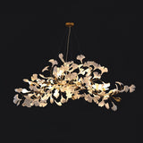 Modern Handcrafted Ceramic Gingko Leaf Chandelier Ceiling Light Fixture