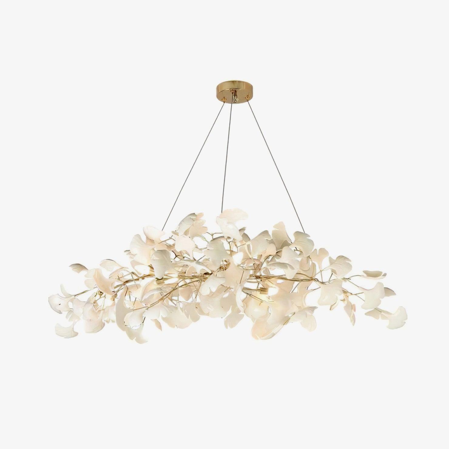Modern Handcrafted Ceramic Gingko Leaf Chandelier Ceiling Light Fixture