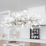 Modern Handcrafted Ceramic Gingko Leaf Chandelier Ceiling Light Fixture