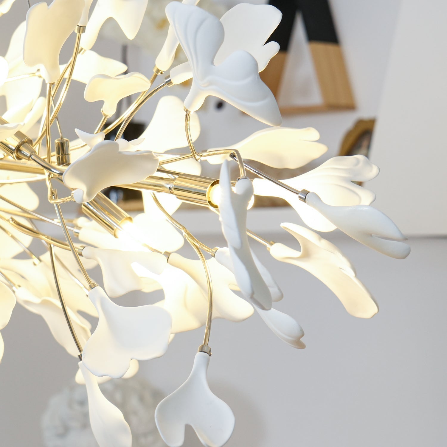 Modern Handcrafted Ceramic Gingko Leaf Chandelier Ceiling Light Fixture