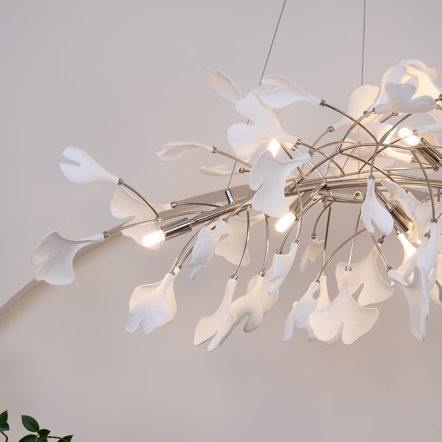 Modern Handcrafted Ceramic Gingko Leaf Chandelier Ceiling Light Fixture