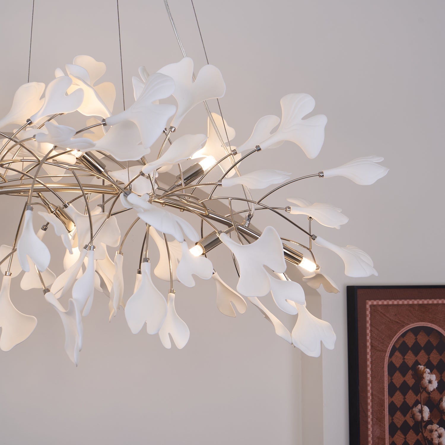 Modern Handcrafted Ceramic Gingko Leaf Chandelier Ceiling Light Fixture