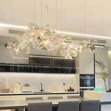 Modern Handcrafted Ceramic Ginkgo Leaf Chandelier Metal Pendant Lighting Fixture