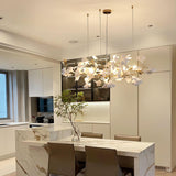 Modern Handcrafted Ceramic Ginkgo Leaf Chandelier Metal Pendant Lighting Fixture
