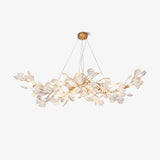 Modern Handcrafted Ceramic Ginkgo Leaf Chandelier Metal Pendant Lighting Fixture