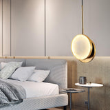 Modern Handcrafted Natural Alabaster and Brass LED Pendant Light Moonshade Droplight
