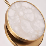 Modern Handcrafted Natural Alabaster and Brass LED Pendant Light Moonshade Droplight