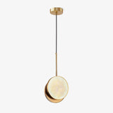 Modern Handcrafted Natural Alabaster and Brass LED Pendant Light Moonshade Droplight
