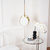 Modern Handcrafted Natural Alabaster and Brass LED Pendant Light Moonshade Droplight