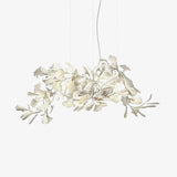 Modern Handcrafted Porcelain Ginkgo Leaf Chandelier Brass Branch Pendant Lighting