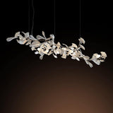 Modern Handcrafted Porcelain Ginkgo Leaf Chandelier Brass Branch Pendant Lighting