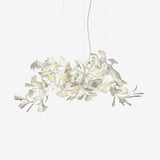 Modern Handcrafted Porcelain Ginkgo Leaf Chandelier Brass Branch Pendant Lighting