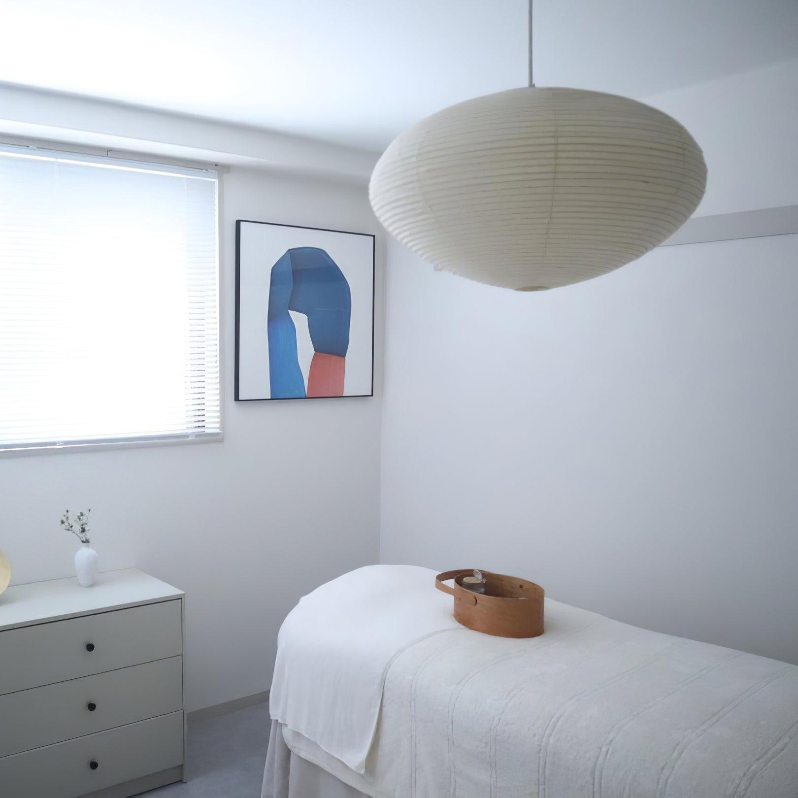 Modern Handcrafted Washi Rice Paper Pendant Light 15A Organic Mulberry Paper Ceiling Hanging Lamp