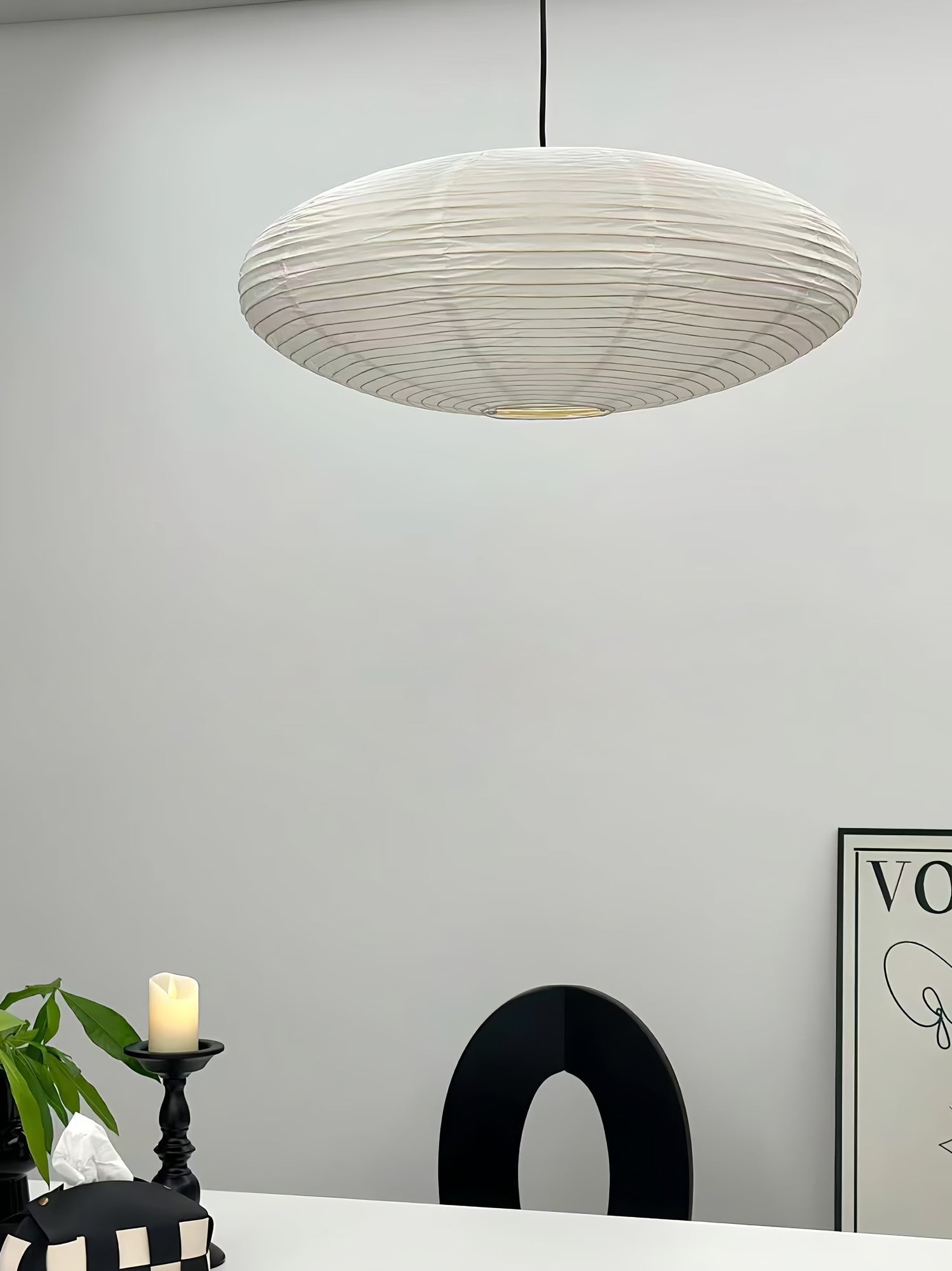 Modern Handcrafted Washi Rice Paper Pendant Light 15A Organic Mulberry Paper Ceiling Hanging Lamp