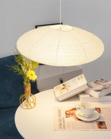 Modern Handcrafted Washi Rice Paper Pendant Light 15A Organic Mulberry Paper Ceiling Hanging Lamp