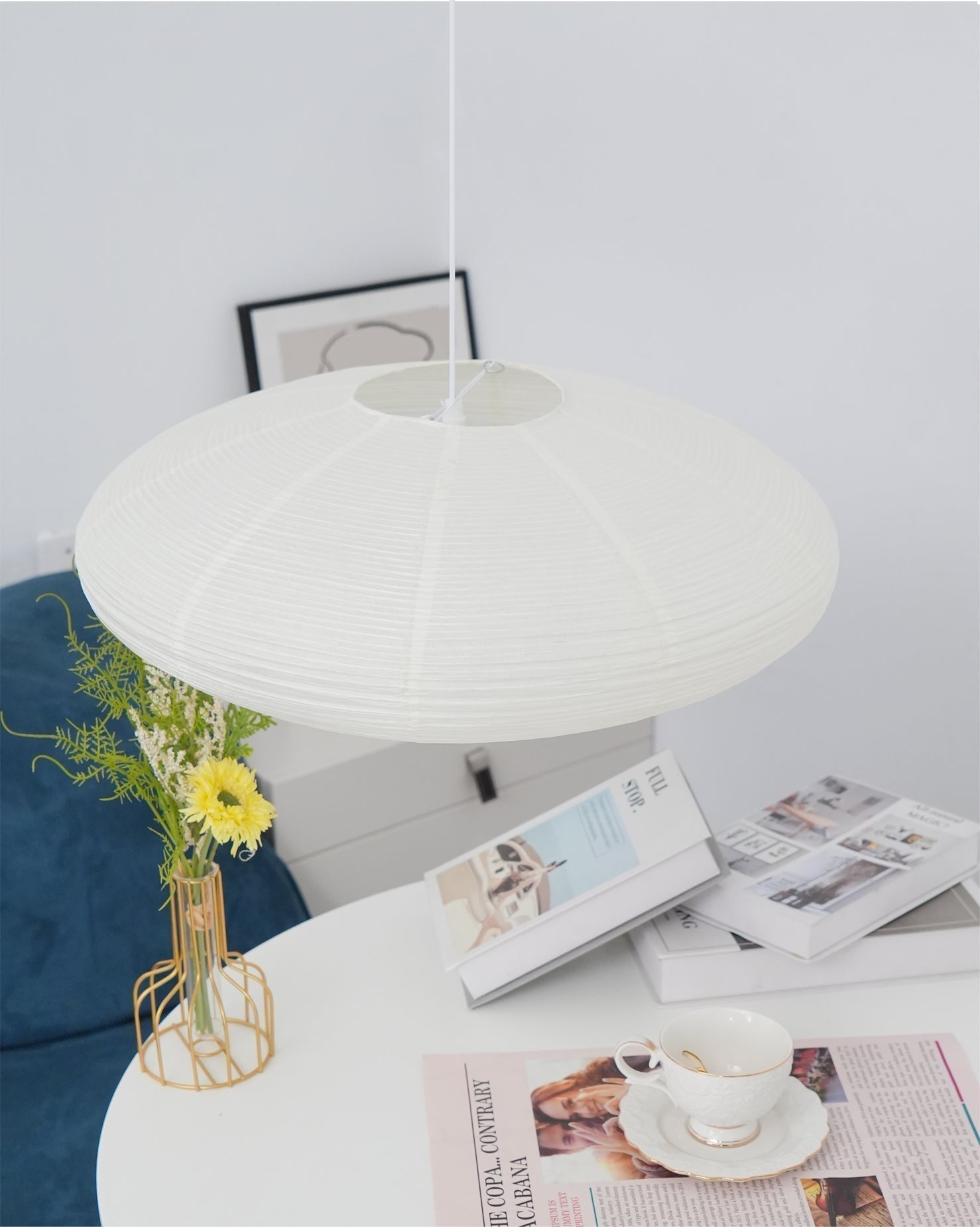 Modern Handcrafted Washi Rice Paper Pendant Light 15A Organic Mulberry Paper Ceiling Hanging Lamp