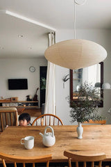 Modern Handcrafted Washi Rice Paper Pendant Light 15A Organic Mulberry Paper Ceiling Hanging Lamp