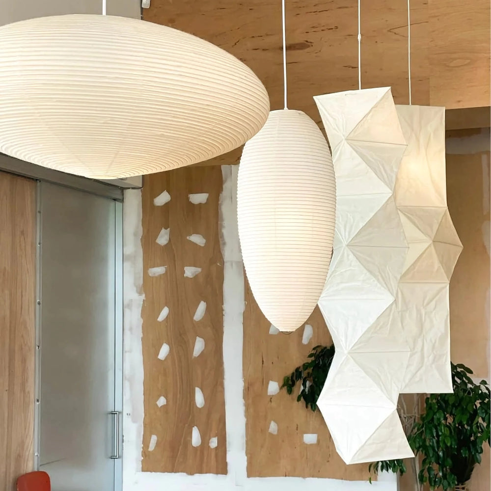 Modern Handcrafted Washi Rice Paper Pendant Light 15A Organic Mulberry Paper Ceiling Hanging Lamp
