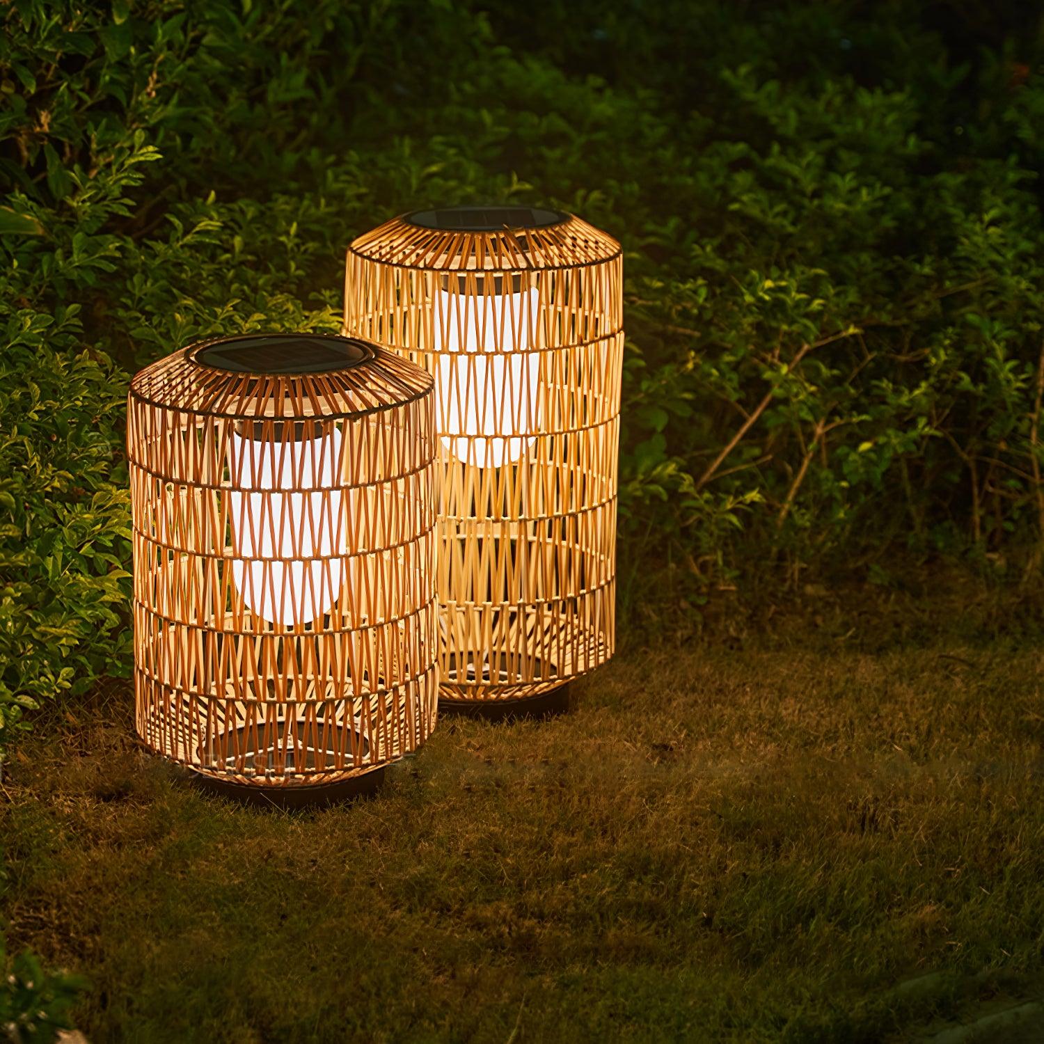 Modern Handcrafted Woven Rattan Outdoor Garden Lamp Waterproof LED Landscape Lighting
