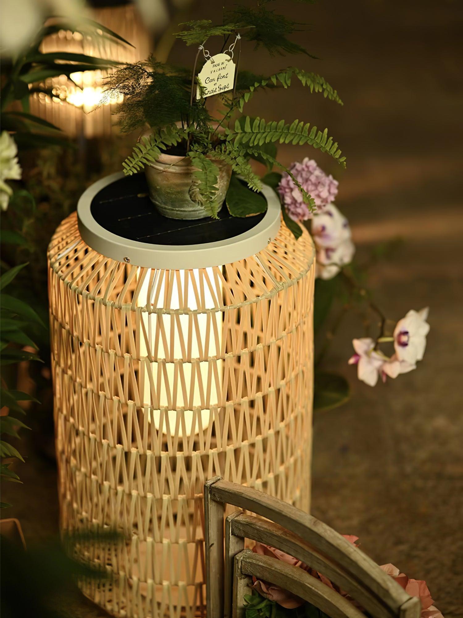 Modern Handcrafted Woven Rattan Outdoor Garden Lamp Waterproof LED Landscape Lighting