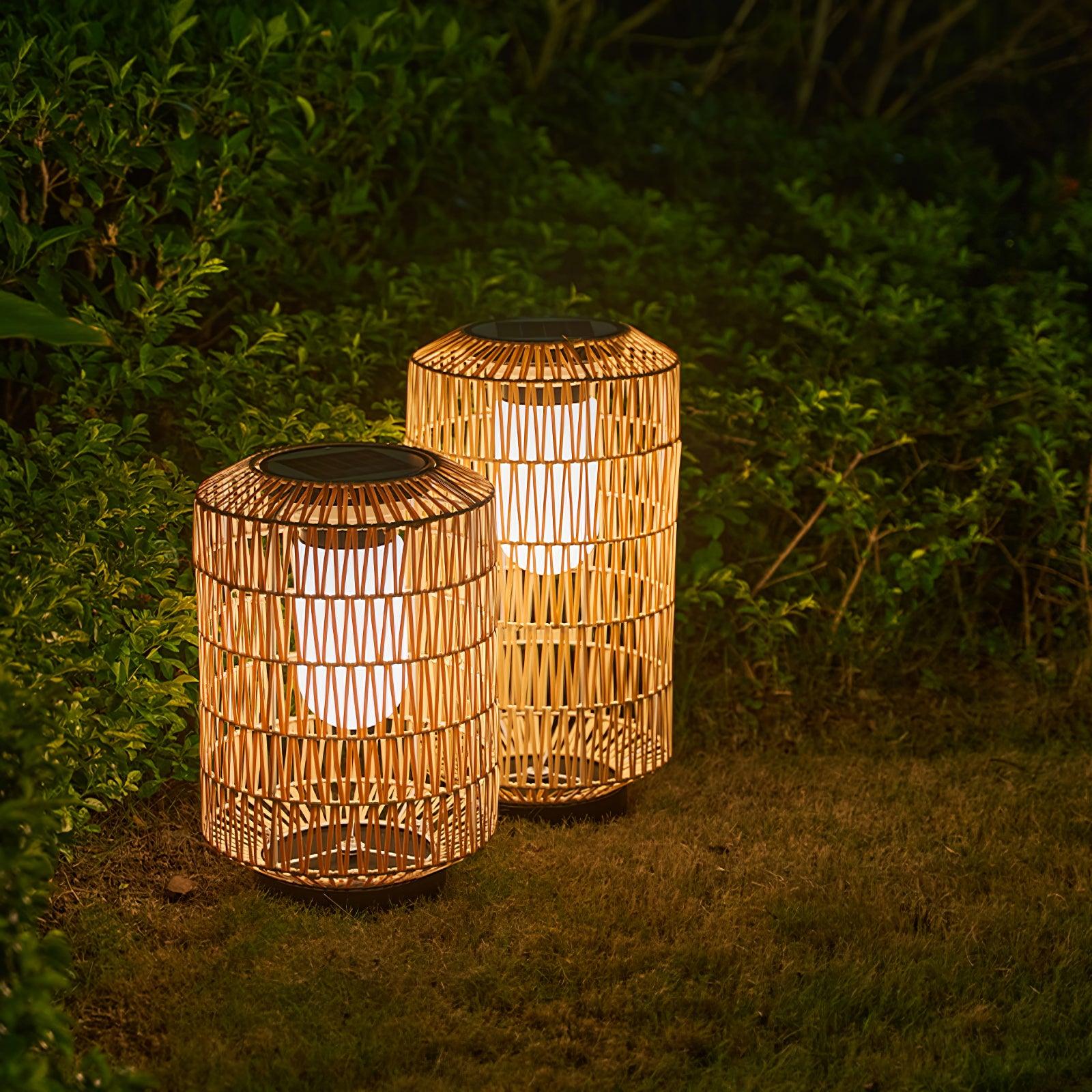 Modern Handcrafted Woven Rattan Outdoor Garden Lamp Waterproof LED Landscape Lighting