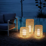Modern Handcrafted Woven Rattan Outdoor Garden Lamp Waterproof LED Landscape Lighting
