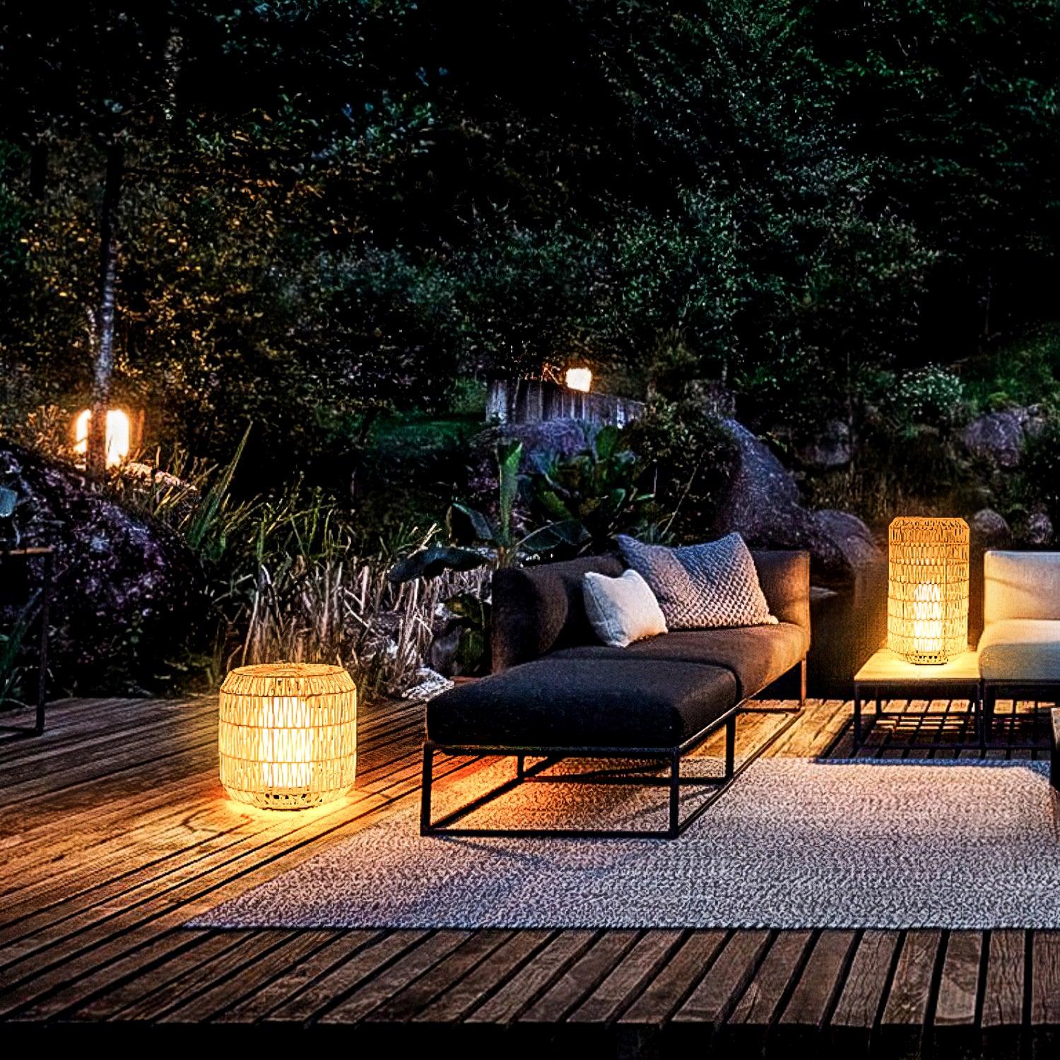 Modern Handcrafted Woven Rattan Outdoor Garden Lamp Waterproof LED Landscape Lighting