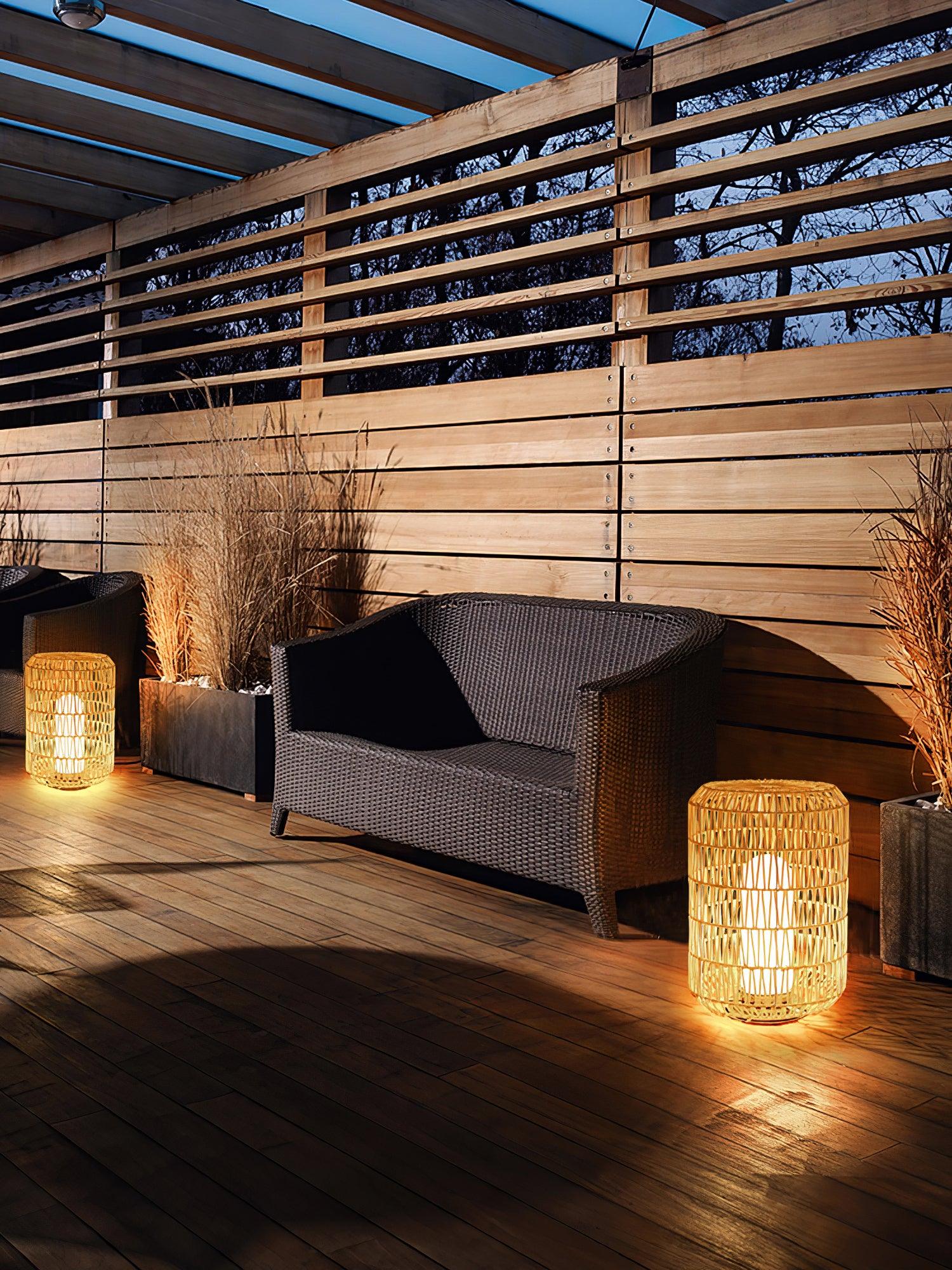 Modern Handcrafted Woven Rattan Outdoor Garden Lamp Waterproof LED Landscape Lighting