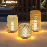 Modern Handcrafted Woven Rattan Outdoor Garden Lamp Waterproof LED Landscape Lighting