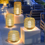 Modern Handcrafted Woven Rattan Outdoor Garden Lamp Waterproof LED Landscape Lighting