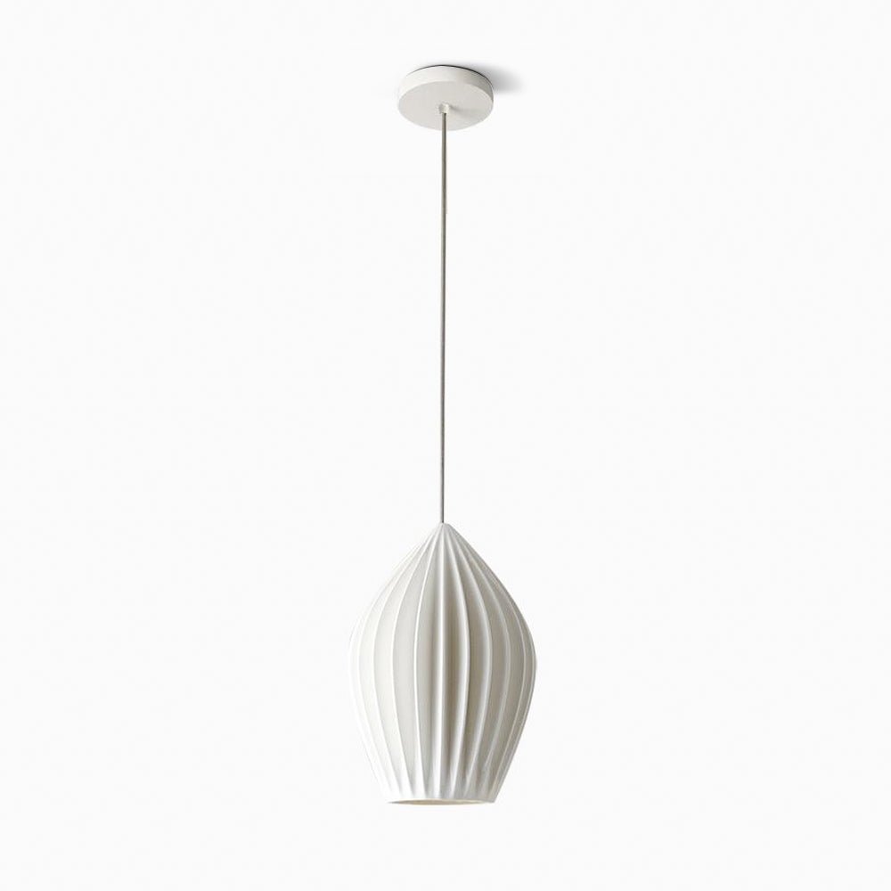 Modern Handmade Bone China Ribbed Ceramic Pendant Light for Dining Room and Living Room Decor