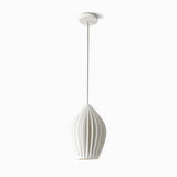 Modern Handmade Bone China Ribbed Ceramic Pendant Light for Dining Room and Living Room Decor