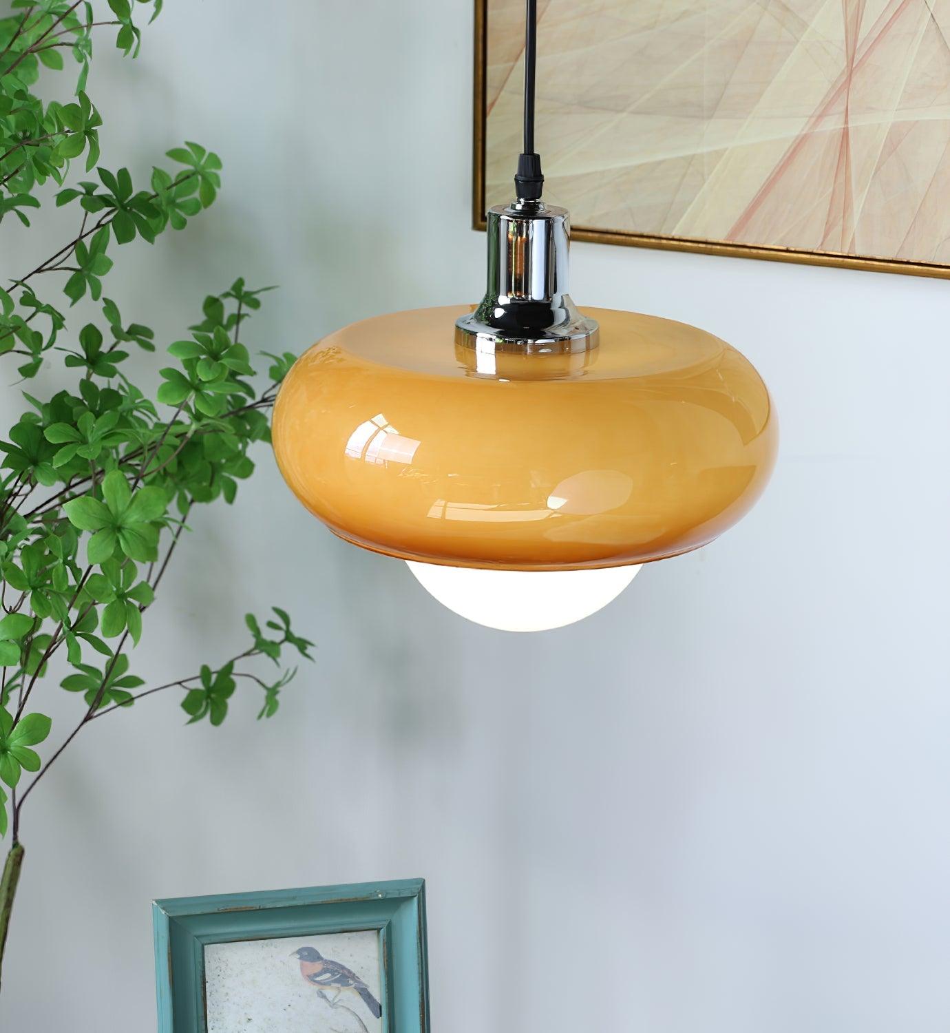 Modern Harvey Glass Globe Pendant Light with Chrome Finish and Plexiglass Shade