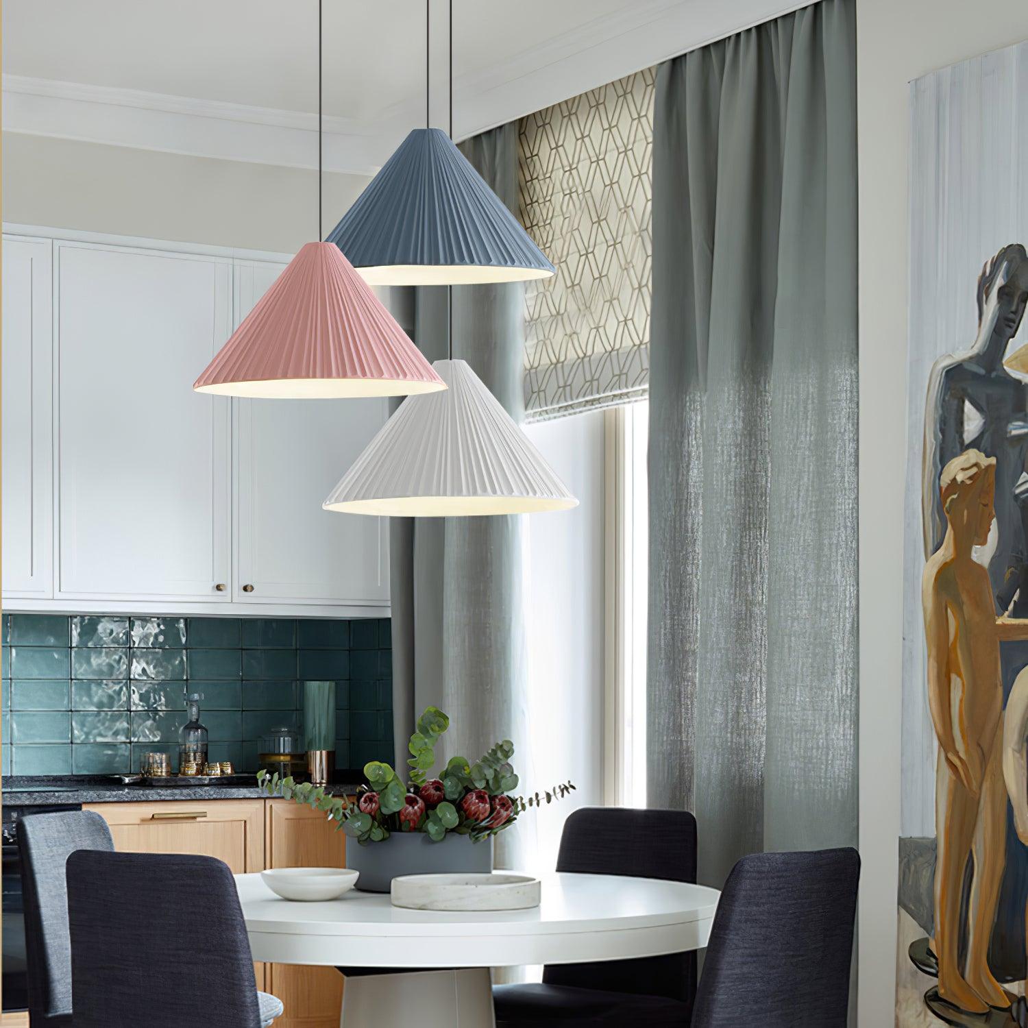 Modern Hat Resin Pendant Light Pleated Design Ceiling Lamp Macaron Colors for Indoor Lighting
