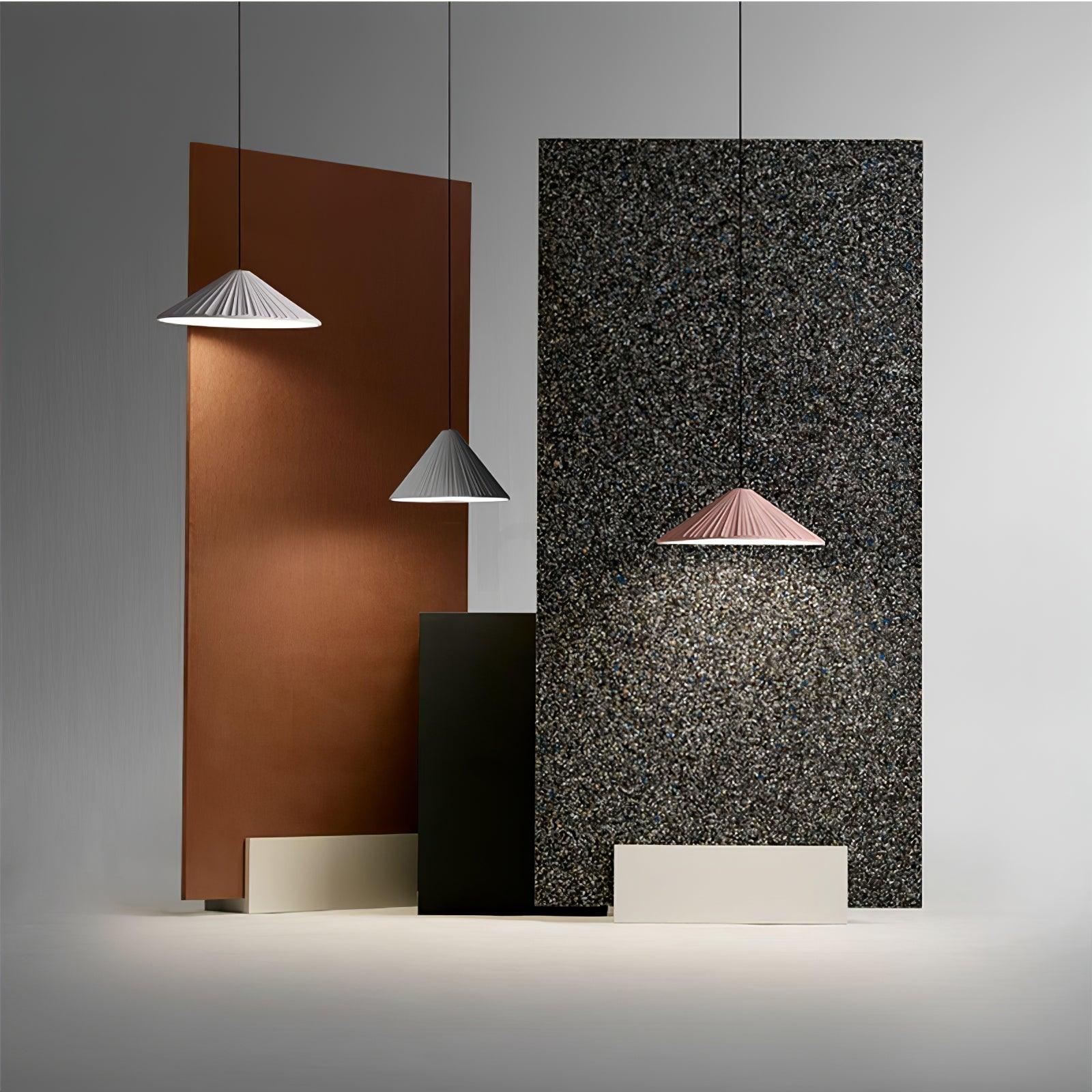Modern Hat Resin Pendant Light Pleated Design Ceiling Lamp Macaron Colors for Indoor Lighting