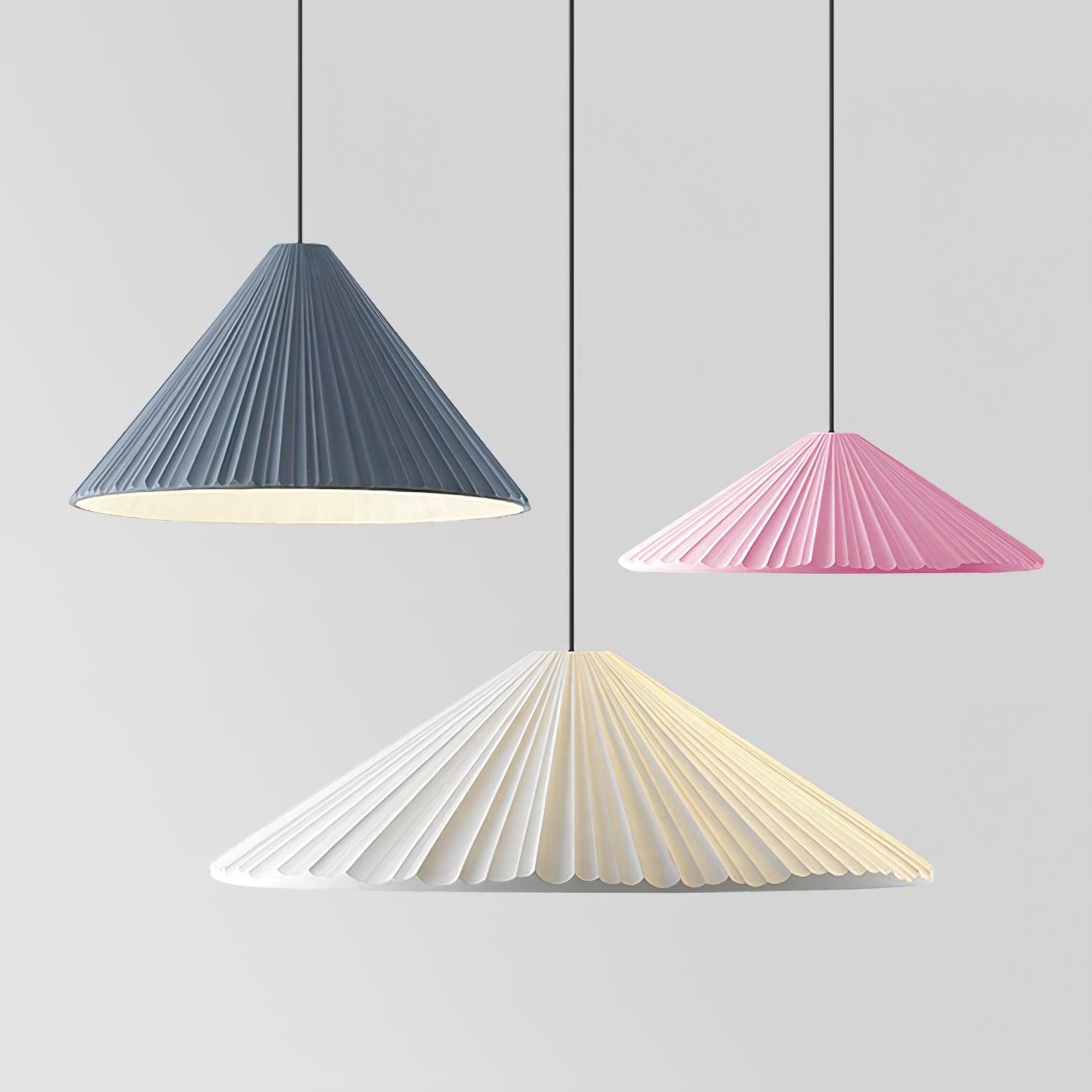 Modern Hat Resin Pendant Light Pleated Design Ceiling Lamp Macaron Colors for Indoor Lighting