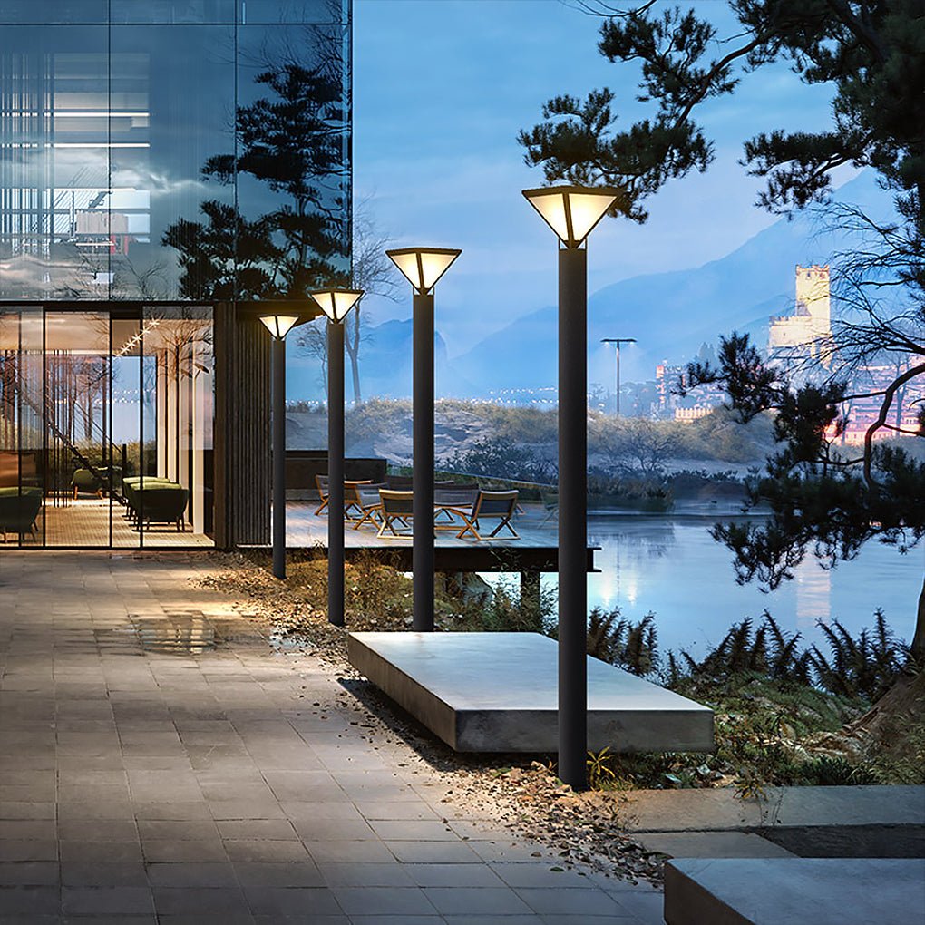 Modern Heavy Duty Solar Powered Outdoor LED Lamp Post Light Waterproof Garden Pathway Pillar