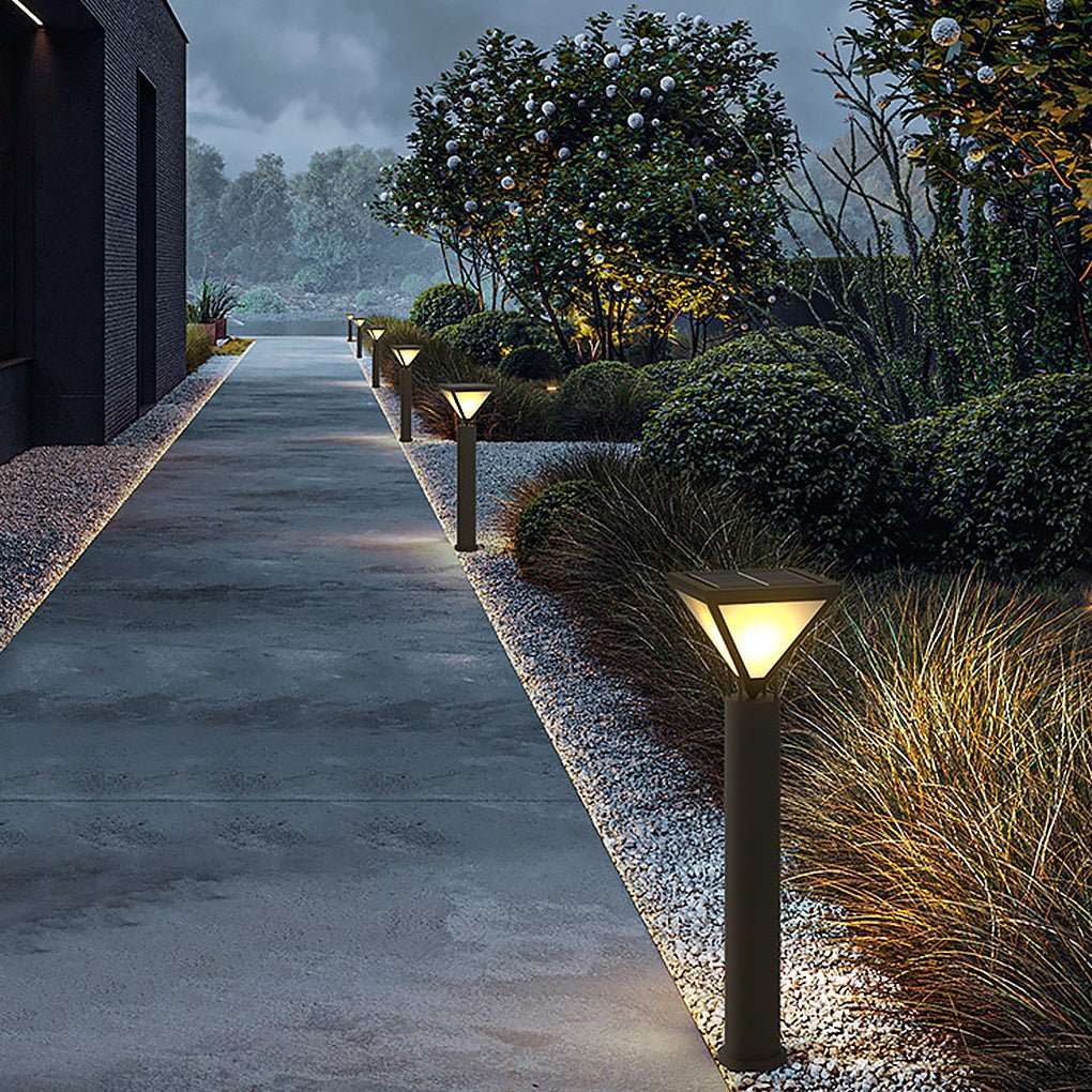 Modern Heavy Duty Solar Powered Outdoor LED Lamp Post Light Waterproof Garden Pathway Pillar