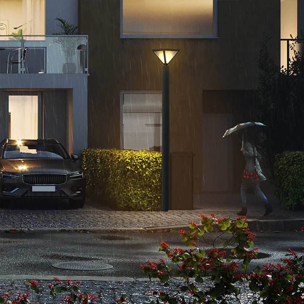 Modern Heavy Duty Solar Powered Outdoor LED Lamp Post Light Waterproof Garden Pathway Pillar