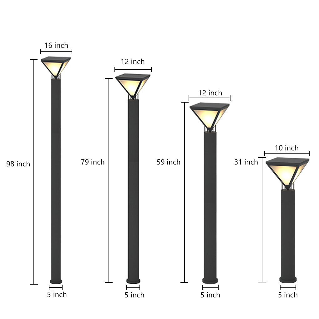 Modern Heavy Duty Solar Powered Outdoor LED Lamp Post Light Waterproof Garden Pathway Pillar